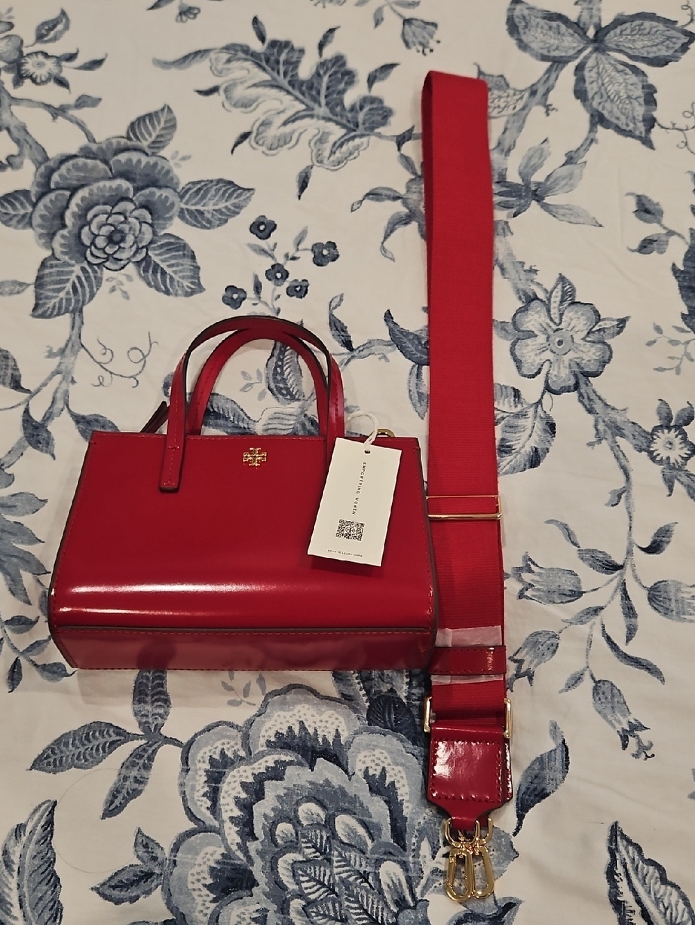 Tory Burch Blake Mini Tote In Lipstick Red - Picture 8 of 8